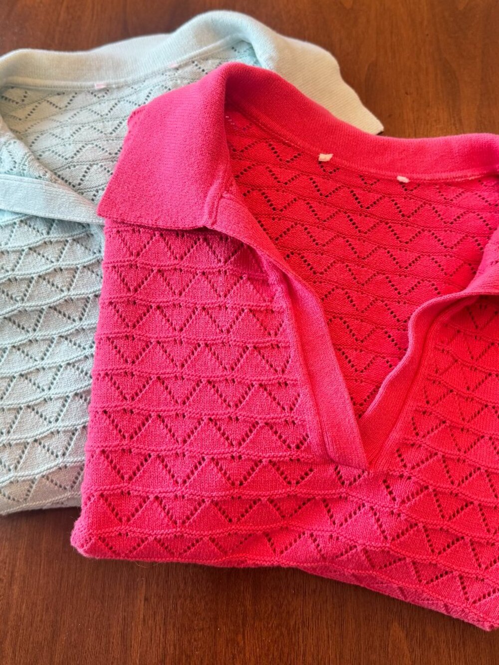 Joe Fresh, "Novelty Polo"s in "Aqua" and "Pink", Size Medium